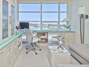 interior design in a room with built-in desk